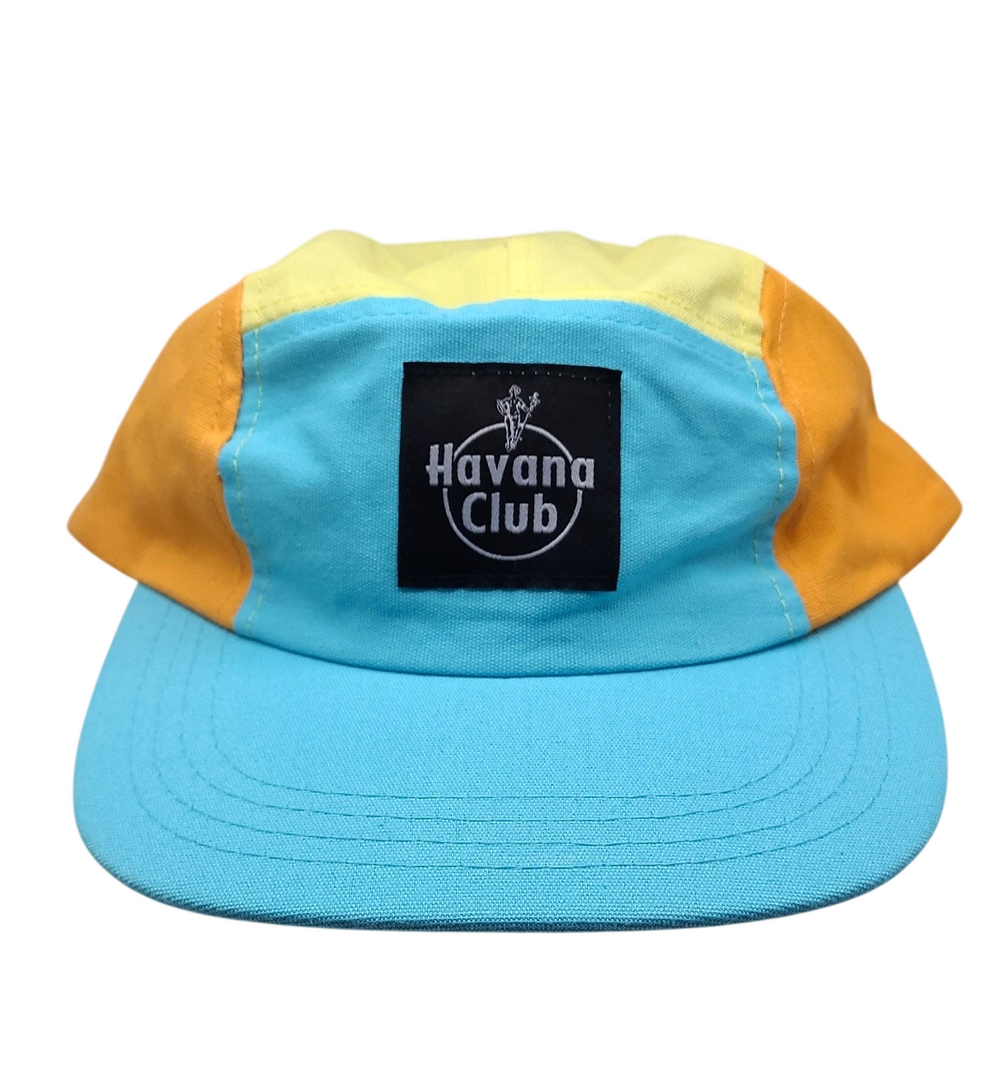 Havana Club Rum 5 Panel Camper Hat Cap Colorblock Teal Yellow Orange Festival